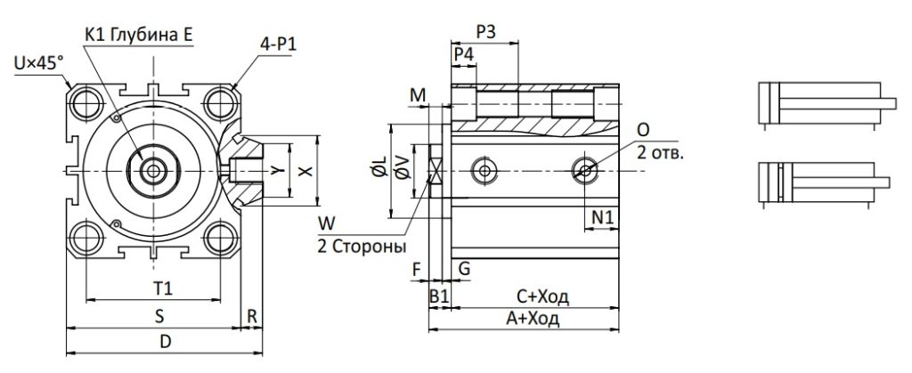 Пневмоцилиндр SC-SDA-20x15-S